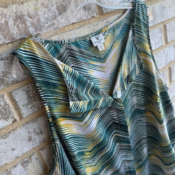 Worthington Sleeveless V-Neck Multicolor Shevron Striped Blouse Women's Size 2X - Picture 5 of 7